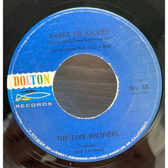 The Five Whispers Awake or Asleep / Especially For You 45 Surf Rock Dolton 69 VG - Picture 2 of 4